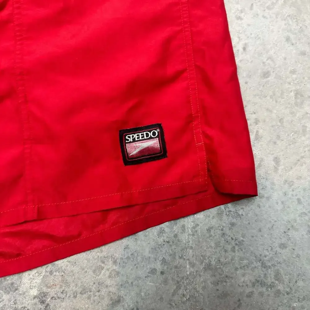Speedo Vintage Red Nylon Swim Trunks - Large
